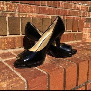 Black Peep-Toe Heels